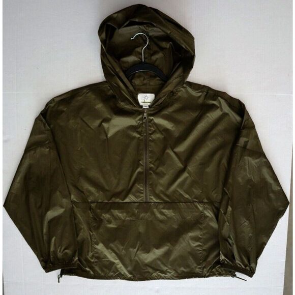 Offline x Aerie Women's Sz M Olive Green Packable Half Zip Windbreaker Jacket - Picture 7 of 9